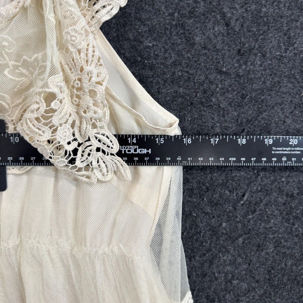 Ryu Anthropologie Dress Women's Medium Beige Lace Crochet Flutter Boho Cottage - Picture 5 of 10
